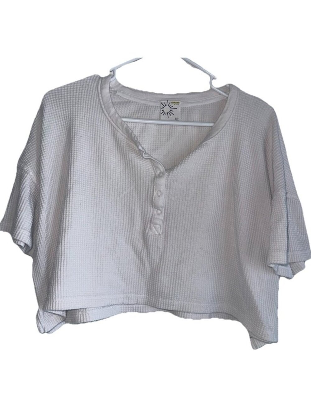 OFFLINE by Aerie Women S White Waffle Knit Cropped Top Boxy Oversized